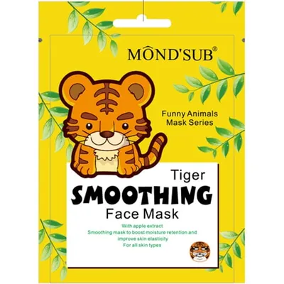 Mond'Sub Funny Animals, Tiger Smoothing Face Mask (Maseczka w płachcie z ekstraktem z jabłek)