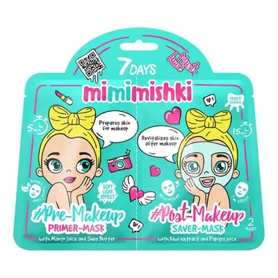 Vilenta 7 Days Mimimishki, Maska w płachcie do twarzy przed i po makijażu `Mango, masło Shea, kiwi i papaja`