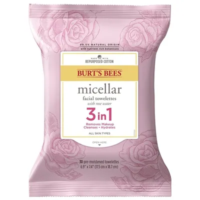Burt's Bees Micellar Makeup Removing Towelettes - Rose (Micelarne chusteczki do demakijażu z wodą różaną)