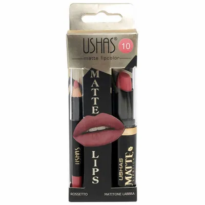 Ushas Matic Lips Waterproof Long Lasting (Zestaw do ust: szminka i konturówka)