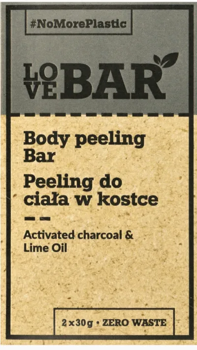 LoveBar Body Peeling Bar Activated Charcoal & Lime Oil (Peeling do ciała w kostce `Aktywny węgiel z bambusa & olejek cytrynowy`)