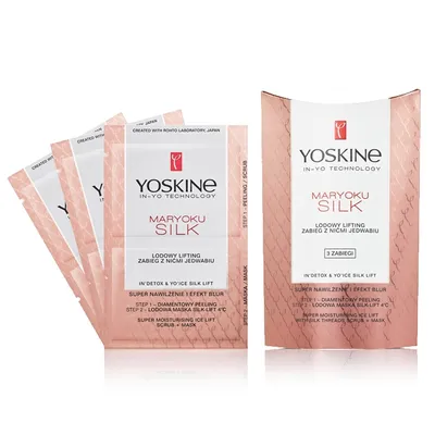 Yoskine Maryoku Silk, Super Moisturising Ice Lift Scrub & Mask (Zabieg z nićmi jedwabiu `Lodowy lifting`)