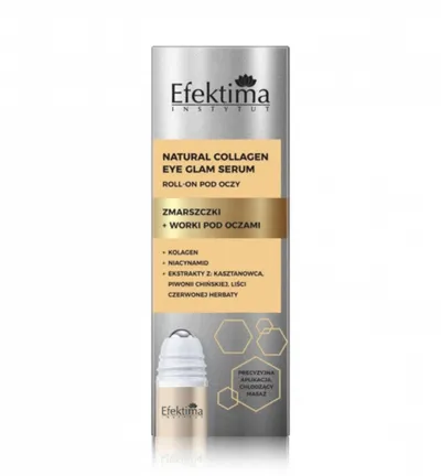Efektima Natural Collagen Eye Glam,  Roll-on pod oczy -  serum do skóry wokół oczu `Zmarszczki + worki pod oczami`