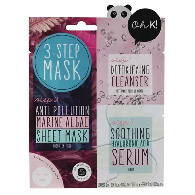 Oh K! 3-Step Mask (Trójetapowa maseczka do twarzy chroniąca przed zanieczyszczeniami)