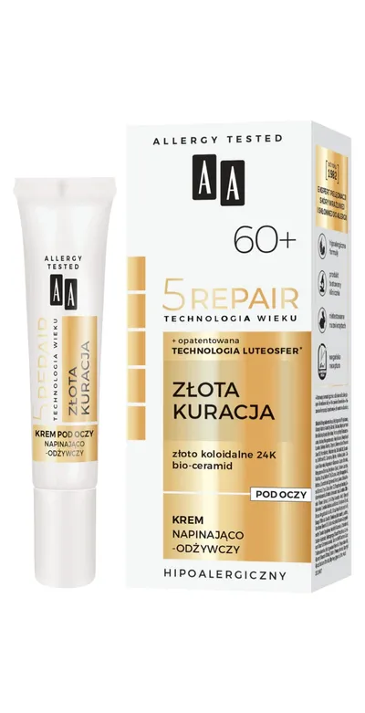 AA 5 Repair Technologia Wieku, Złota Kuracja, Krem pod oczy napinająco-odżywczy 60+