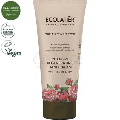 Ecolatier Organic Wild Rose, Intensive Regenerating Hand Cream Youth & Beauty (Intensywnie regenerujący krem do rąk `Młodość i piękno`)