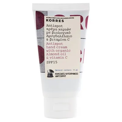 Korres Almond Oil and Vitamin C, Anti Spot Hand Cream SPF 15 (Krem do rąk z organicznym olejkiem migdałowym i witaminą c)