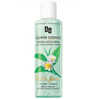 AA Flower Essence, Woda micelarna z naturalnymi płatkami kwiatów `Zielona herbata i ekstrakt z białych kwiatów`