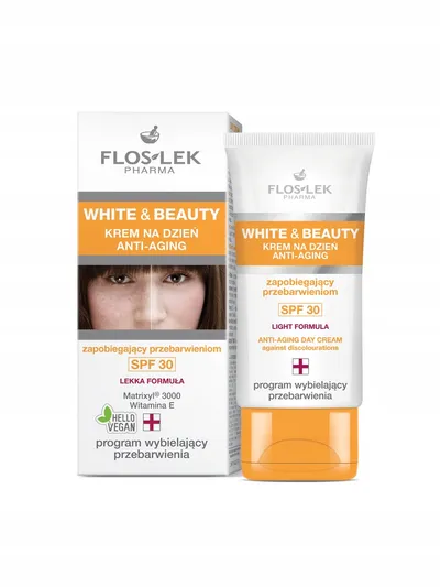 Floslek White&Beauty, Krem na dzień anti-aging zapobiegający przebarwieniom SPF 30