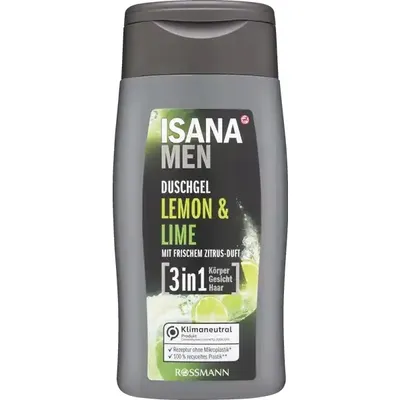 Isana Men,  Lemon & Lime Duschgel  3 in 1 (Żel pod prysznic 3 w 1)