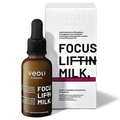 Veoli Botanica Focus Lifting Milk (Liftingujące serum anti-aging z bakuchiolem oraz Fusion Instant Lift)