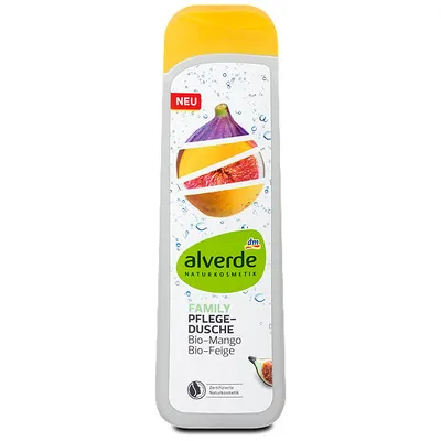 Alverde Family, Pflege-Dusche Bio-Mango & Bio-Feige (Żel pod prysznic o zapachu mango i figi)