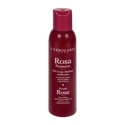 L'Erbolario Rosa Purpurea, Olio Corpo Multiuso setificante (Purpurowa róża, Wygładzający olejek do ciała)