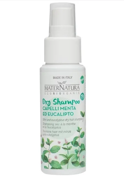 MaterNatura Dry Shampoo Capelli Menta ed Eucalipto (Suchy szampon odświeżający miętowo-eukaliptusowy)