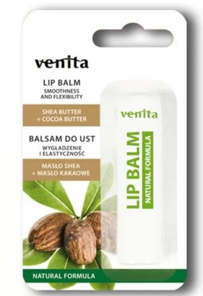 Venita Shea Butter + Cocoa Butter Lip BalmNatural Formula (Balsam do ust `Wygładzenie i elastyczność`)