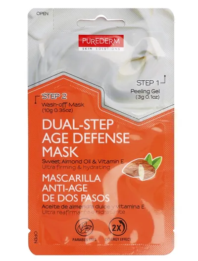 Purederm Dual-Step Age Defense Mask Sweet Almond Oil & Vitamin E (2-Etapowa maska ujędrniająco-nawilżająca `Migdał i witamina E`)