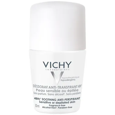 Vichy Deodorant Anti-Transpirant 48h Peaux Sensibles Roll-on (nowa wersja) (Antyperspirant w kulce do skóry wrażliwej lub po depilacji)