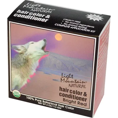 Light Mountain Natural Hair Color & Conditioner Bright Red (Henna do włosów z odżywką `Wilk`)