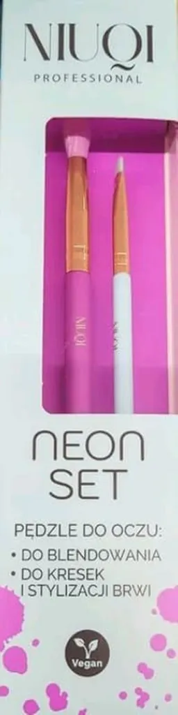 Niuqi Professional, Neon Set, Pędzle do oczu: do blendowania oraz do kresek i stylizacji brwi