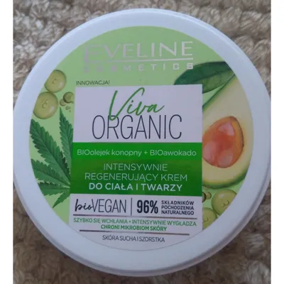 Eveline Cosmetics Viva Organic, Intensywnie regenerujący krem do ciała i twarzy ` BIOolejek konopny  + BIOawokado `