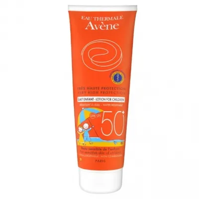 Eau Thermale Avène Solaire, Lait Enfant Tres Haute Protection SPF 50+ (Mleczko dla dzieci z bardzo wysoką ochroną przeciwsłoneczną SPF 50+)