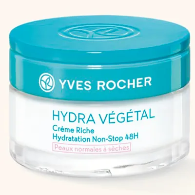 Yves Rocher Hydra Vegetal, Creme Riche Hydratation Non-Stop 48h (Aksamitny krem intensywnie nawilżający 48h)