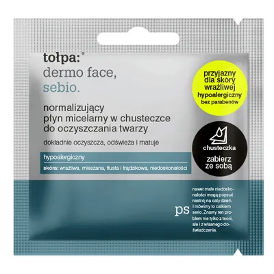 Tołpa Dermo Face, Sebio, Normalizujący płyn micelarny w chusteczce do oczyszczania twarzy