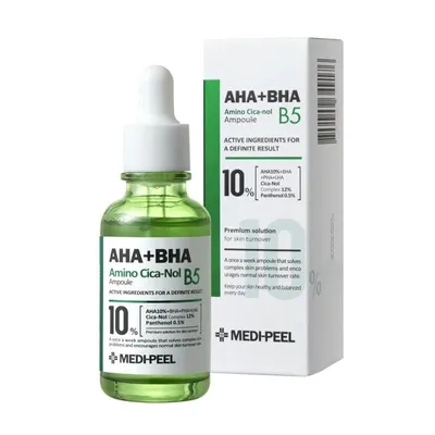 Medi Peel AHA+BHA, Amino Cica-Nol B5 Ampoule (Kwasowe serum do twarzy z pantenolem)
