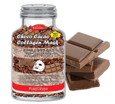 Purederm Choco Cacao, Collagen Mask (Maseczka do twarzy czekoladowo-kolagenowa)