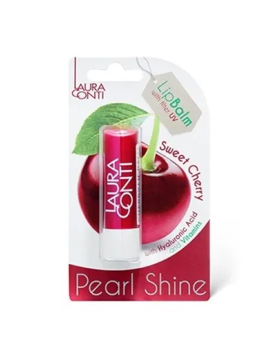 Laura Conti Pearl Shine, Lip Balm Sweet Cherry (Słodka wiśnia, Perłowy balsam do ust)