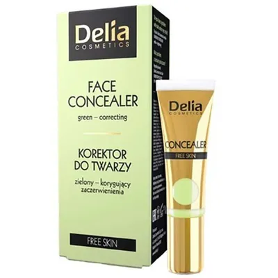 Delia Free Skin, Face Concealer Green Correcting (Zielony korektor do twarzy korygujący zaczerwienienia)