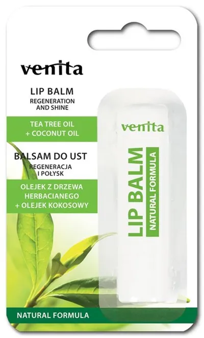 Venita Tea Tree Oil + Coconut Oil Lip Balm Natural Formula (Balsam do ust  `Regeneracja i połysk`)