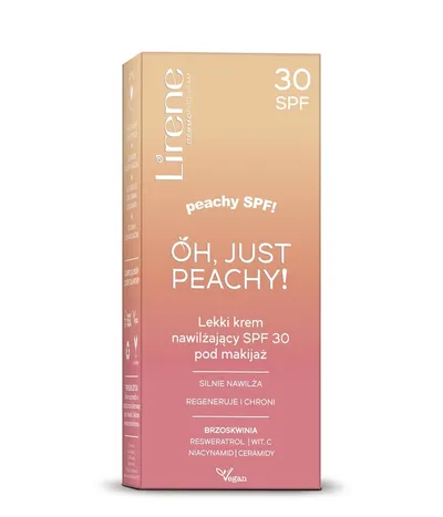 Lirene Dermoprogram Oh, Just Peachy!, Lekki krem nawilżający SPF 30 pod makijaż