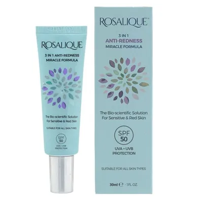 Rosalique 3in1 Anti-Redness SPF50 (Wegański krem z filtrem maskujący zaczerwienienia skóry twarzy)