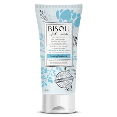 Bisou I Feel... Nature, Facial Mask with Carbon Powder Cleaning and Matting for Normal & Oily Skin (Maska do twarzy  z aktywnym węglem do skóry mieszanej `Oczyszczenie & matowienie`)