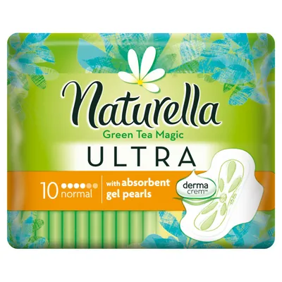 Naturella Ultra Normal Green Tea Magic with Absorbent Gel Pearls, Podpaski higieniczne z mikroperełkami