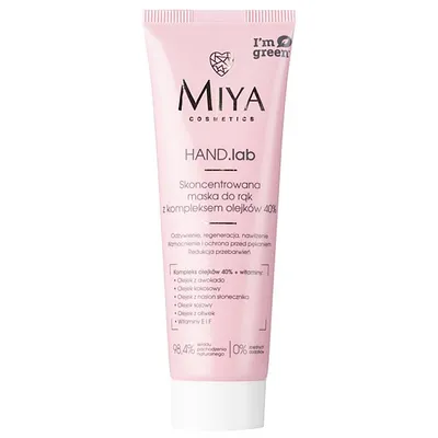 Miya Cosmetics HAND.lab, Skoncentrowana maska do dłoni i paznokci z kompleksem olejków 40%
