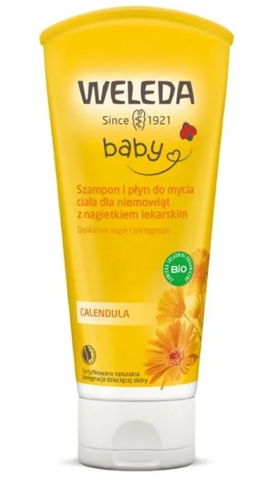 Weleda Baby, Calendula Waschlotion & Shampoo (Szampon i żel do mycia ciała z nagietkiem dla niemowląt)