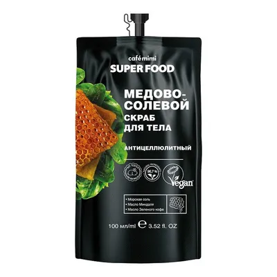 Cafe Mimi Superfood, Peeling scrub miodowo-solny do ciała antycellulitowy