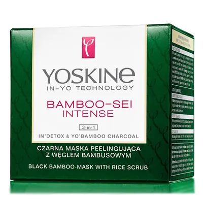 Yoskine Bamboo-Sei Intense, Czarna maska peelingująca z węglem bambusowym  3 in 1