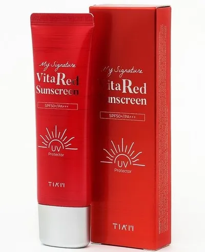 Tia'm My Signature Vita Red Sunscreen SPF 50+/PA+++ (Krem ochronny)