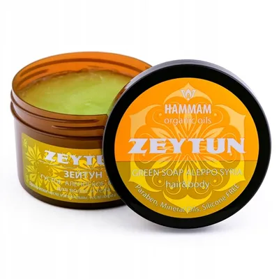 Hammam Organic Oils Zeytun Green Soap Aleppo Syria Hair & Body (Zielone mydło z Aleppo do mycia ciała i włosów)