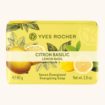 Yves Rocher Les Plaisirs Nature, Savon Energisant Citron & Basilic [Energizing Soap Lemon & Basil] (Energizujące mydło `Cytryna i bazylia`)