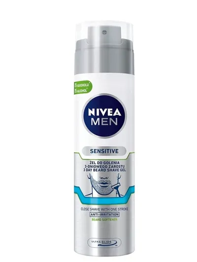 Nivea Men, Sensitive Skin & Stubble 3 Day Beard Shave Gel (Żel do golenia 3-dniowego zarostu)