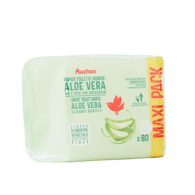 Auchan Papier Toilette Humide Aloe Vera (Nawilżany papier toaletowy z aloesem)