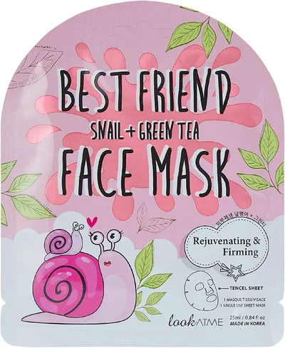 Look at Me Best Friend Face Mask Snail +Green Tea (Odmładzająco-ujędrniająca maska w płachcie `Filtrat śluzu ślimaka i ekstrakt z zielonej herbaty`)
