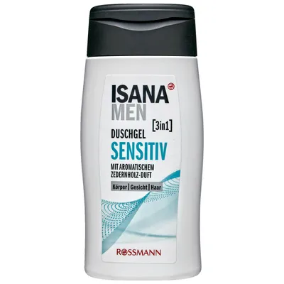 Isana Men, Sensitive 3 in 1 Duschgel (Żel pod prysznic 3 w 1)