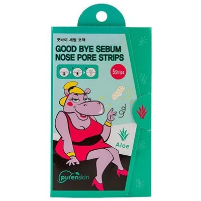 Purenskin Goodbye Sebum, Nose Pore Strips Aloe (Plastry dogłębnie oczyszczające na nos z aloesem)
