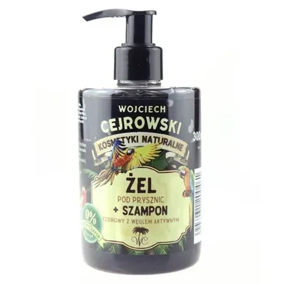 Wojciech Cejrowski Kosmetyki naturalne 2 w 1 cedrowy szampon i żel pod prysznic z węglem aktywnym