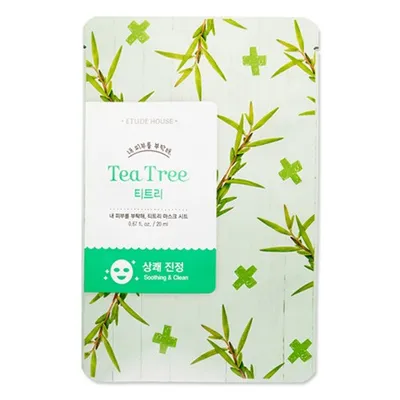 Etude I Need You, Tea Tree, Sheet Mask (Maseczka do twarzy w płacie z zieloną herbatą)